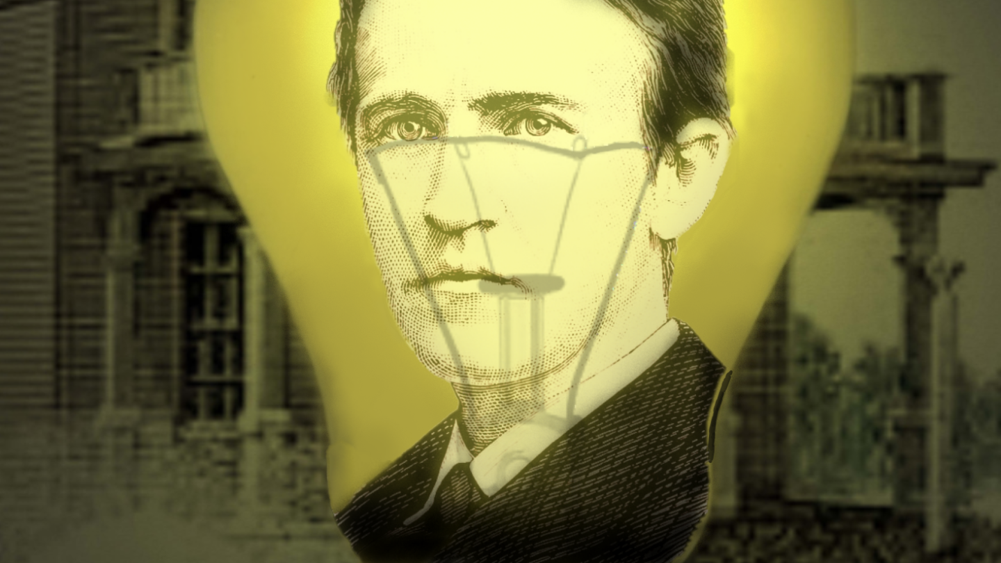 Edison and Light Bulb Graphic