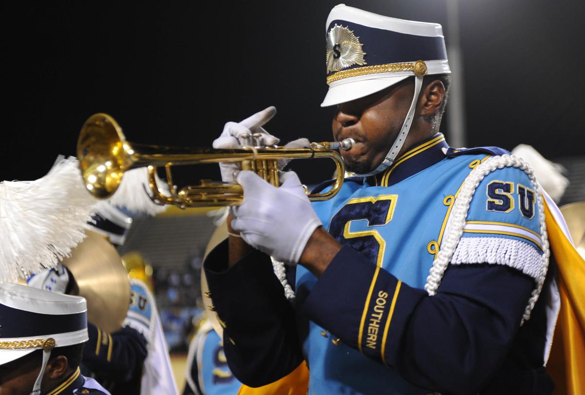 Trumpet player in the Southern University Band