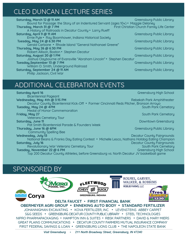 Bicentennial Schedule of Events 2/2