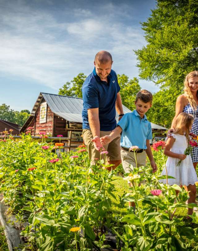 Family at Gold Hill flower company