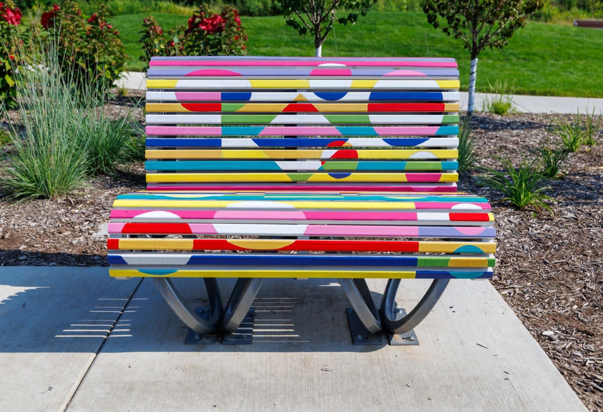 colorful wooden bench