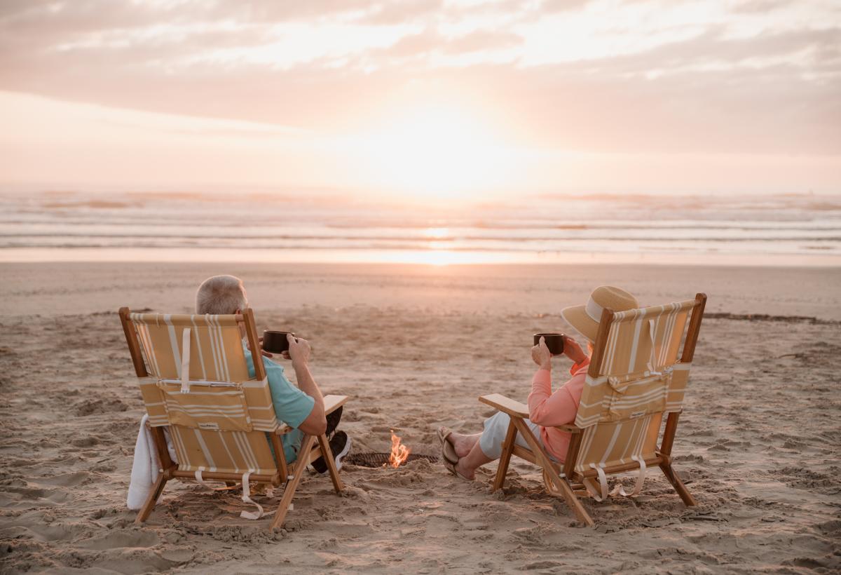 Couple Sitting on Beach