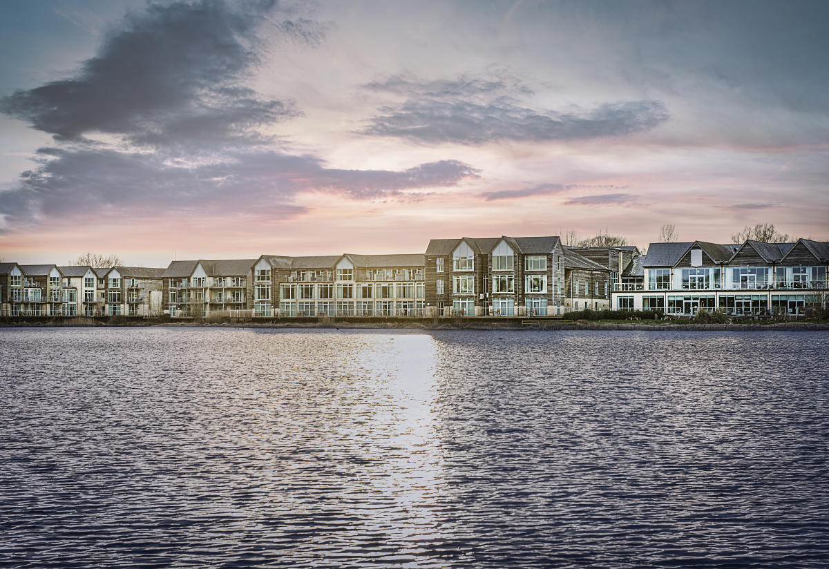 Front of DeVere Cotswold Water Park on the lake
