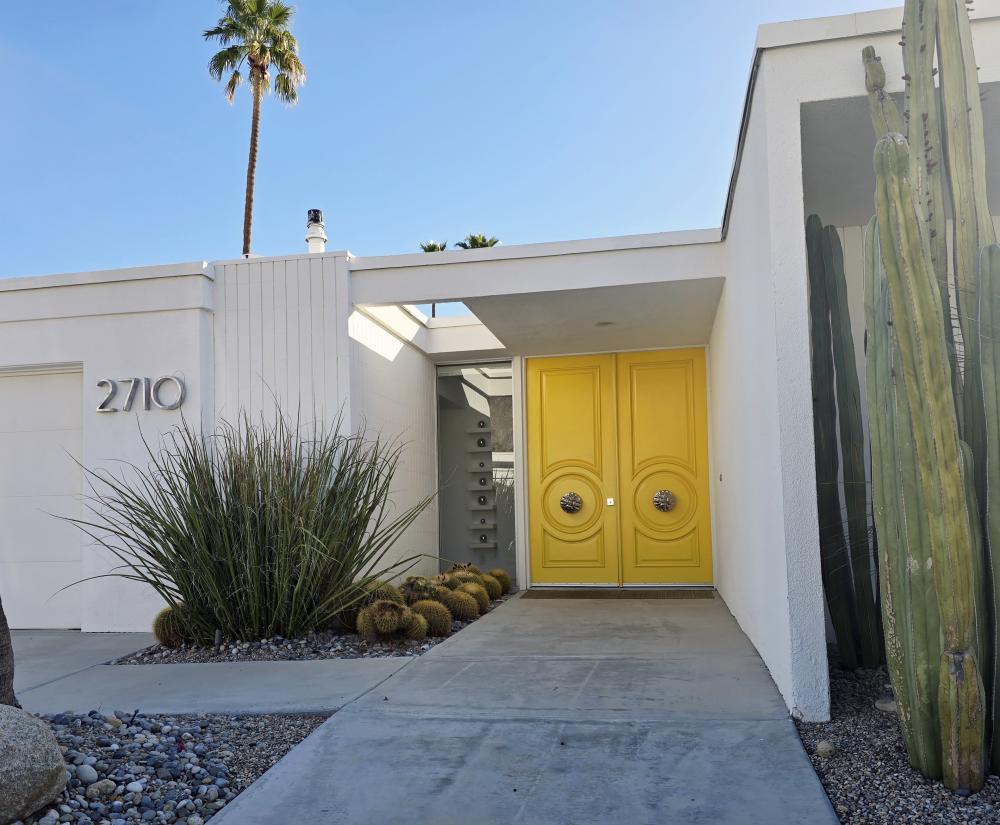 Yellow door at residence, 2710 Kings Road West