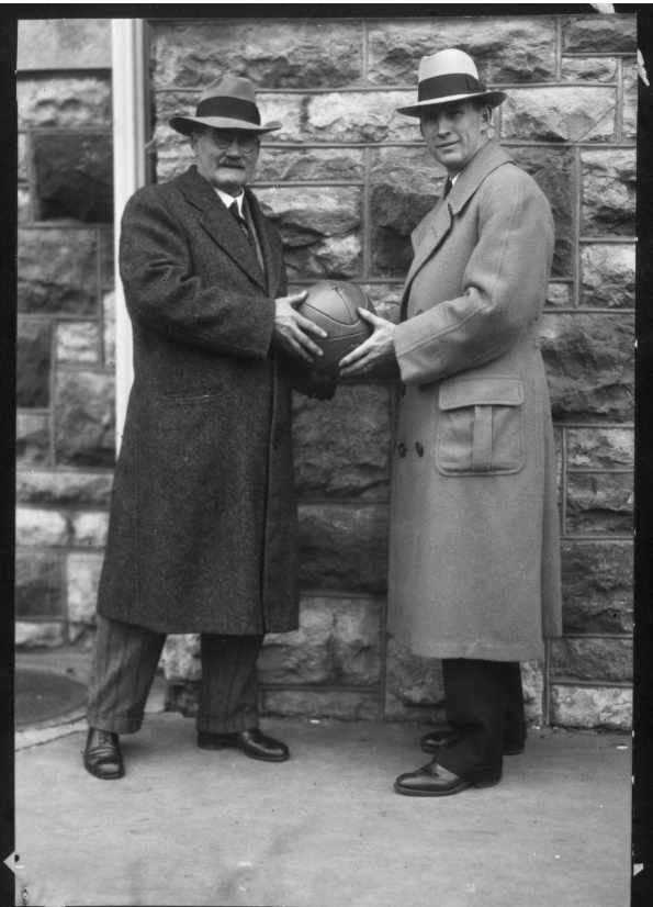 James Naismith and Phog Allen portrait, 1932. Photo courtesy of University Archives, Kenneth Spencer Research Library, KU