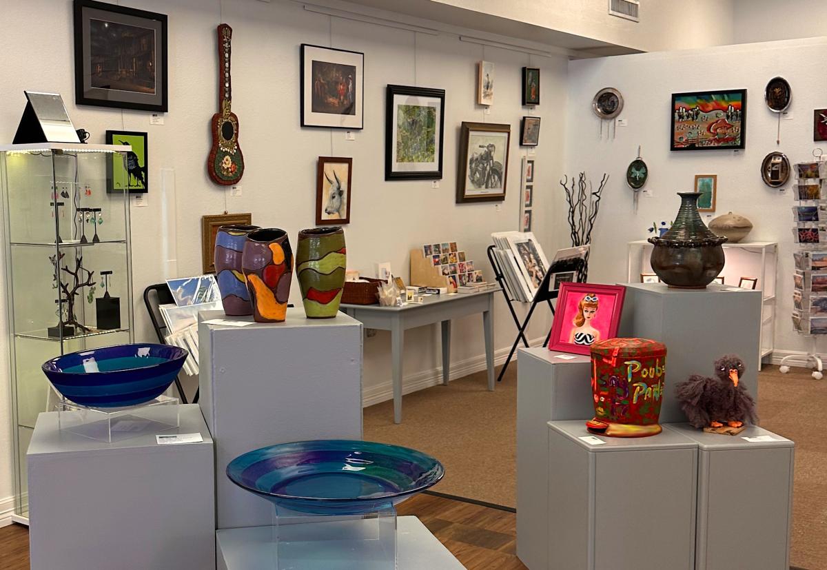 A view of the gallery at the San Marcos Art Center