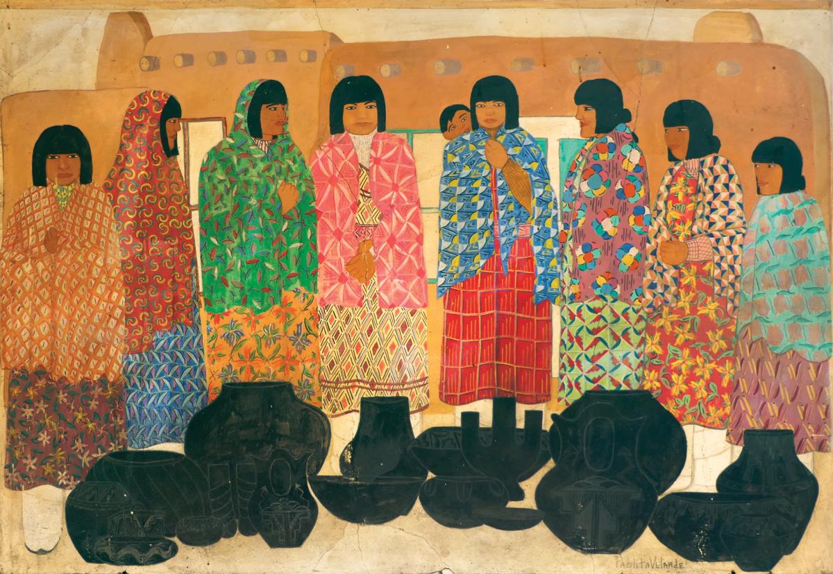 Historic Murals: Pablita Velarde’s Santa Clara Women Selling Pottery, New Mexico Magazine