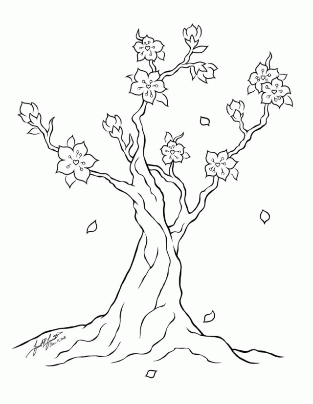 Cherry Blossom Coloring Page 4