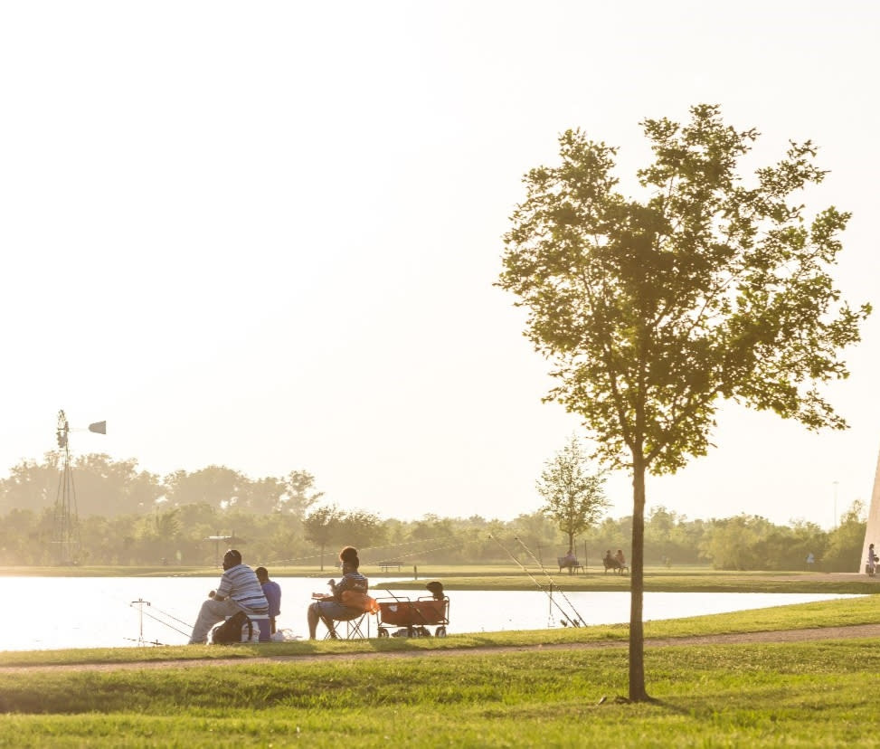 Fishing at sunrise at Sugar Land Memorial Park.