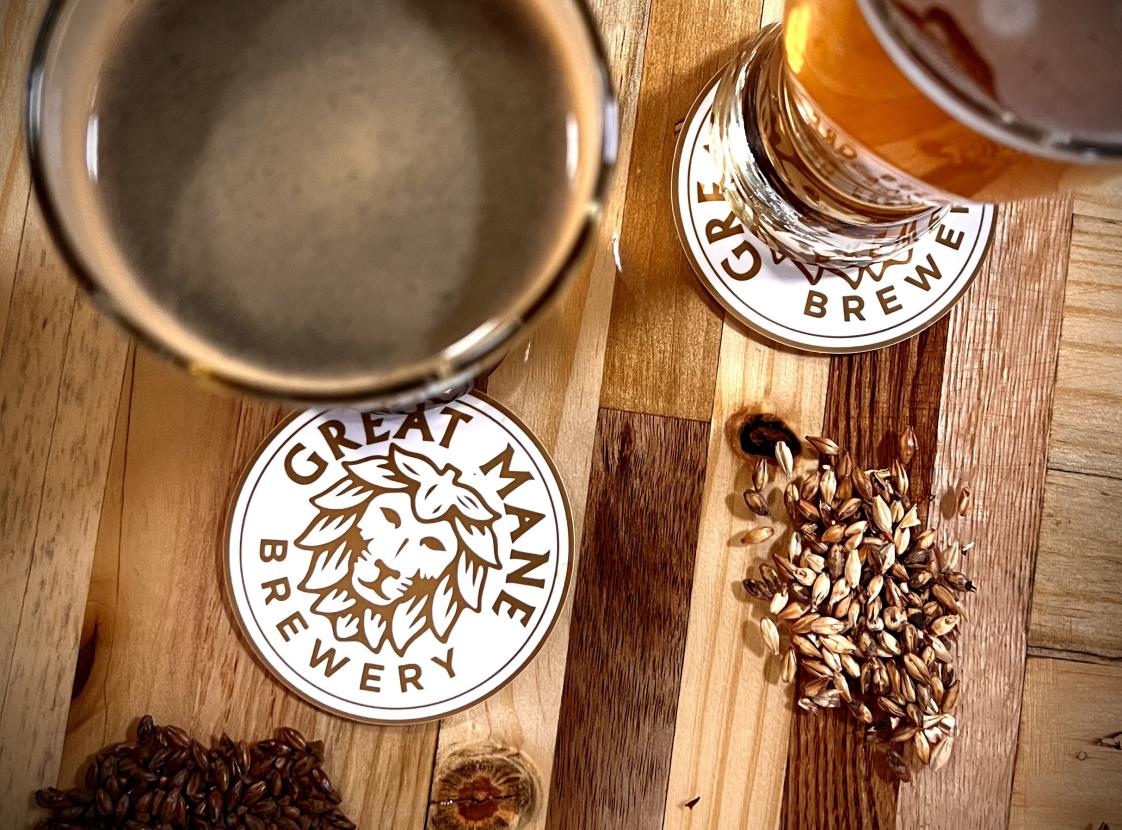 Great Mane Brewery beer with coasters