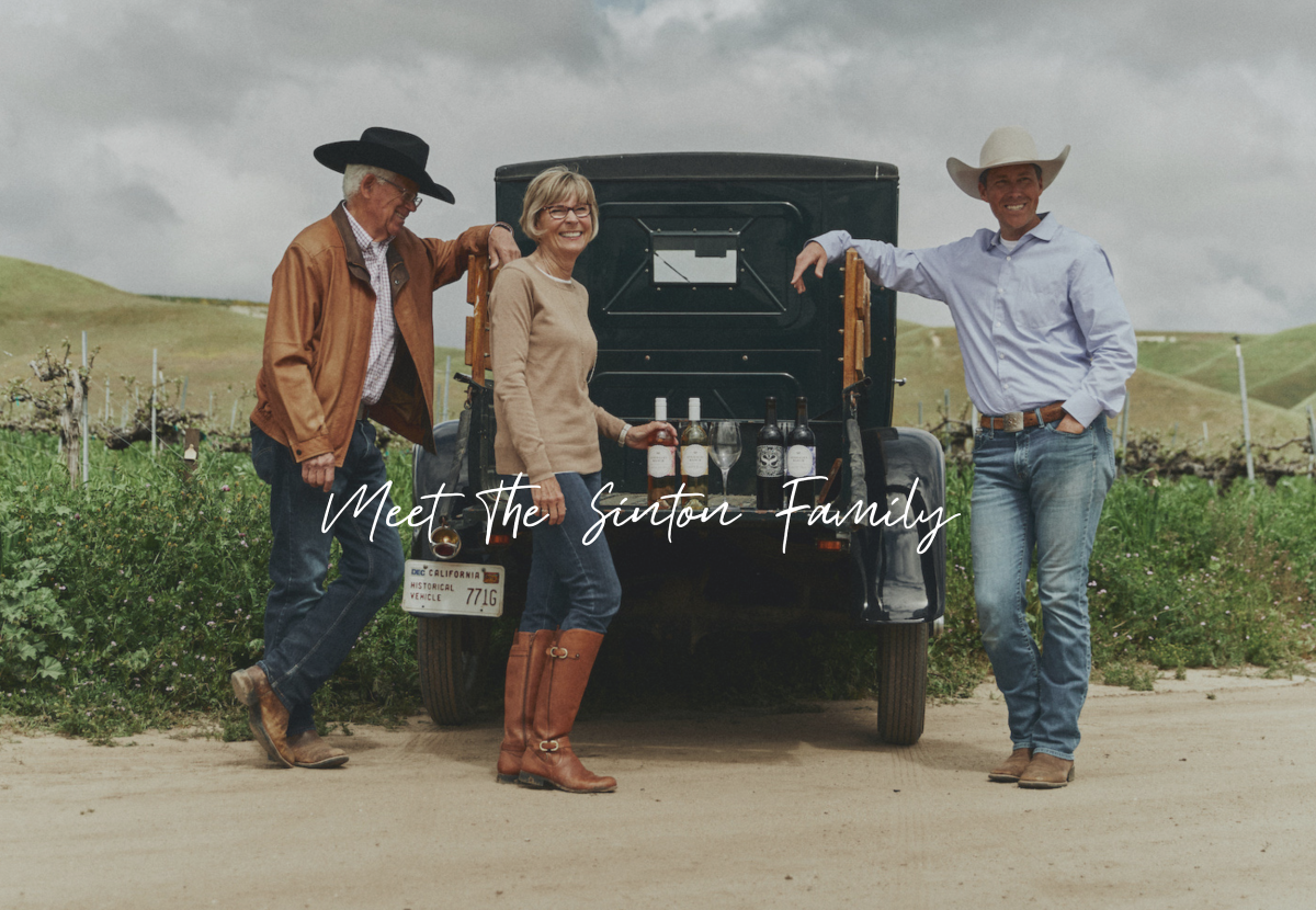 The Sinton family stands with their classic truck at Shell Creek Vineyards.