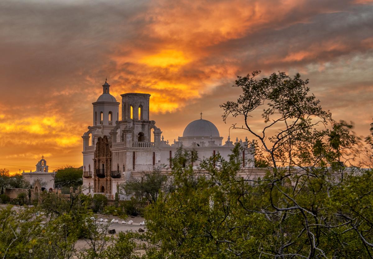 Sunset at Mission San Xavier del Bac