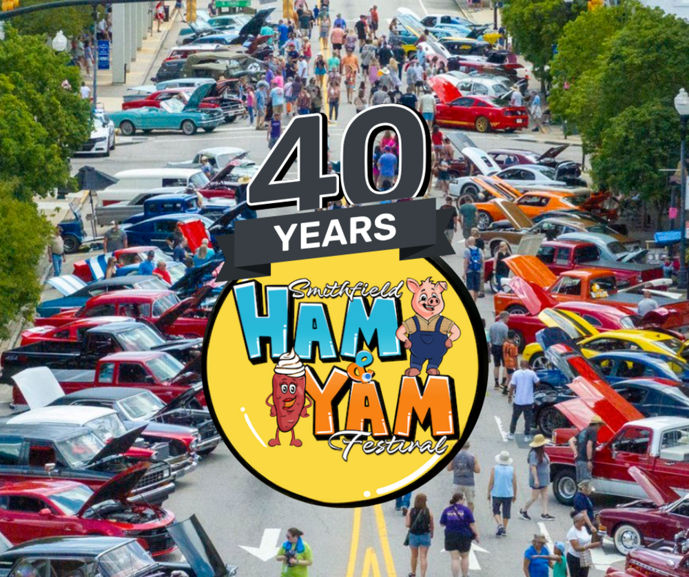 Ham and Yam Festival Drone Shot of Car Show