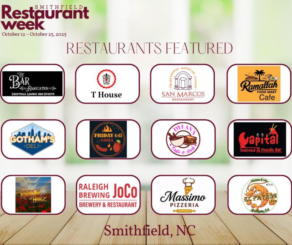 Smithfield Restaurant Week 2025 Graphic with participating locations logos