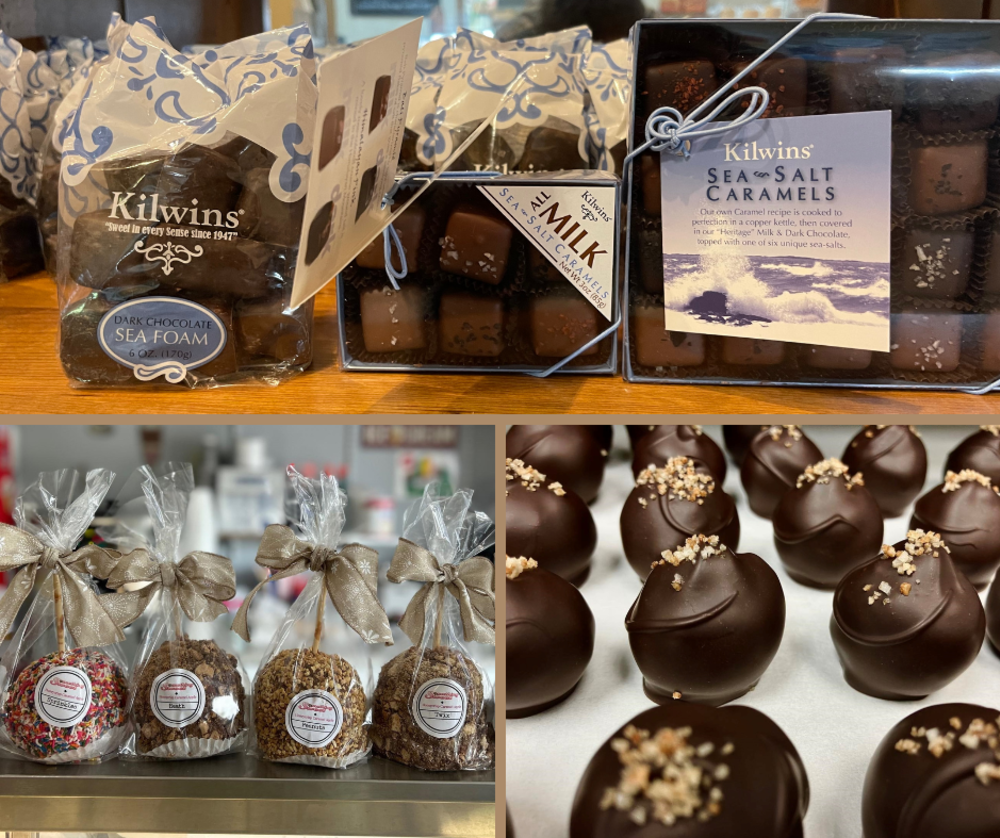 Collage of pictures of chocolate from local stores
