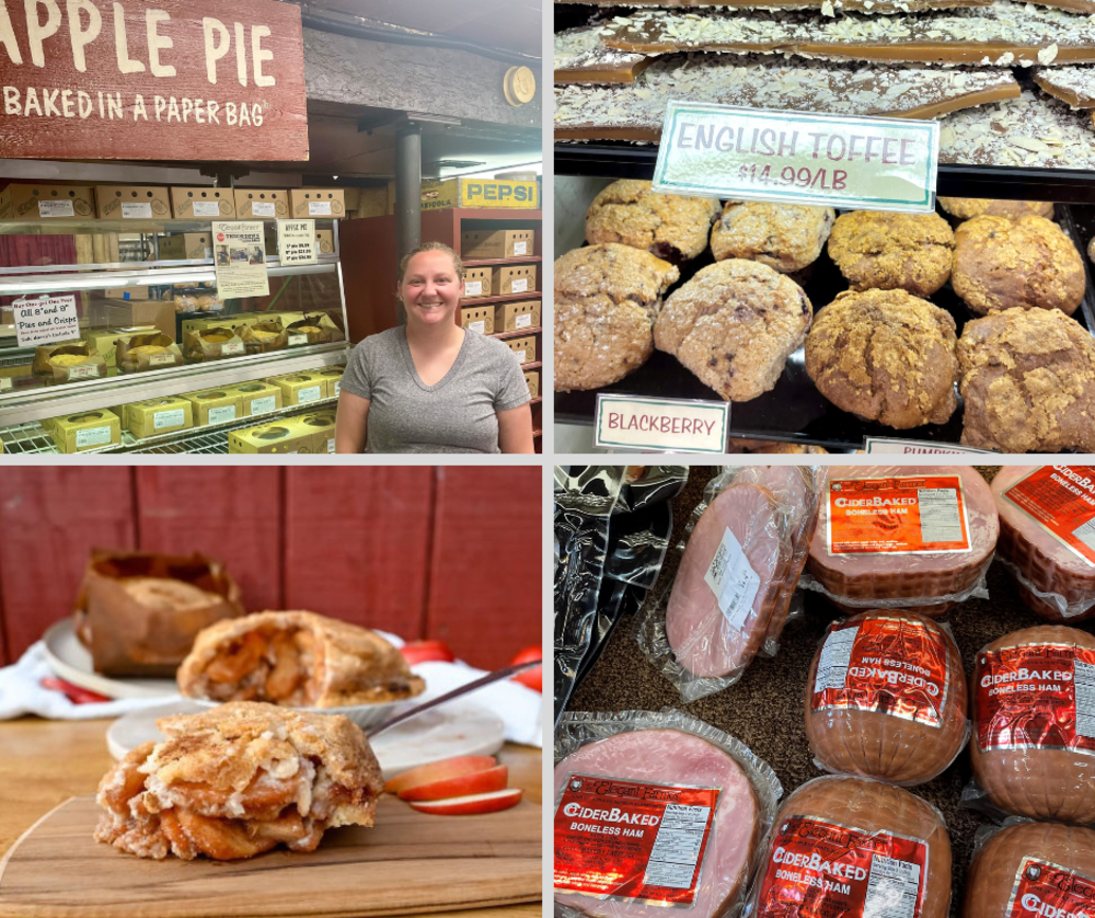 Collage of photos of items for sale at the Elegant Farmer
