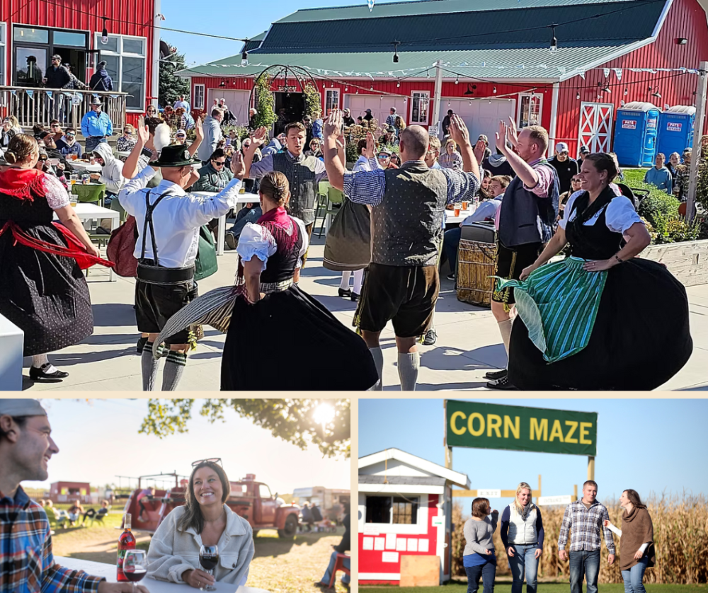 Collage of photos of fall festivals and fairs.