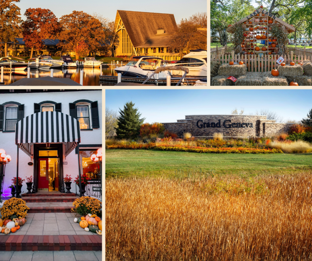 Collage of photos of area lodging properties in the Fall.