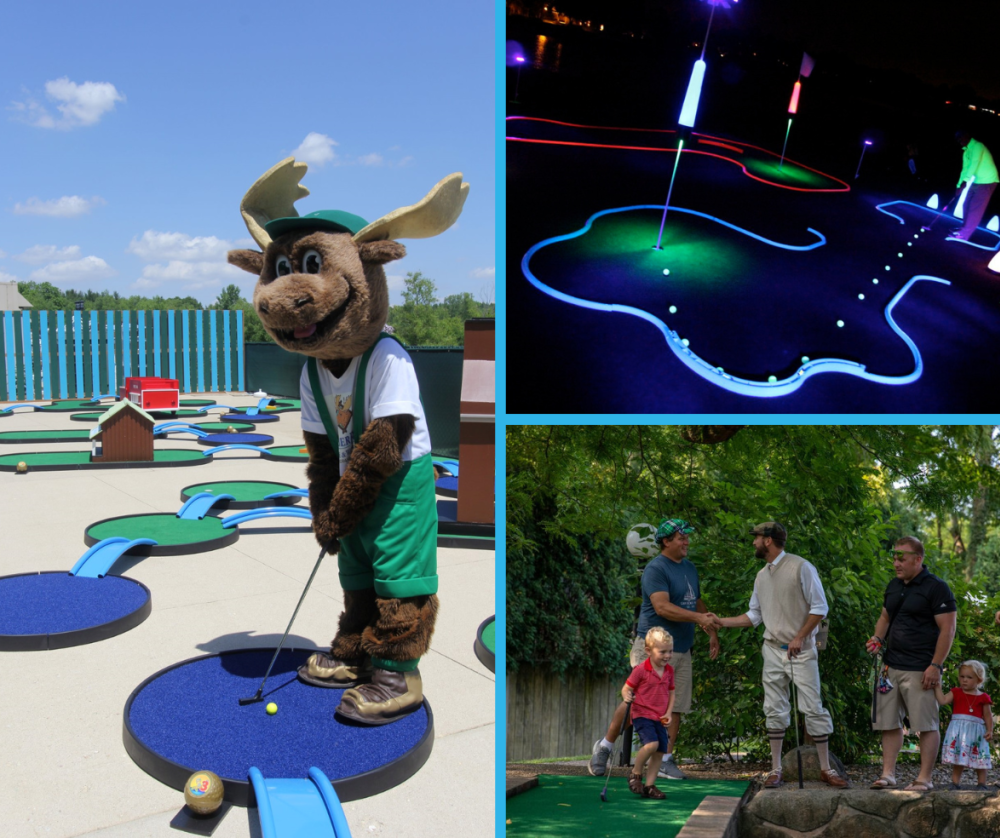 Photo collage of mini-golf courses in Lake Geneva