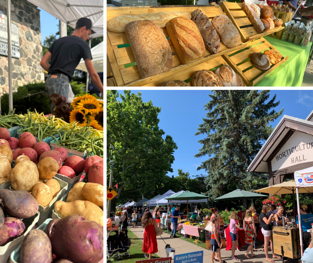 Collage of pictures of the Lake Geneva Farmers Market