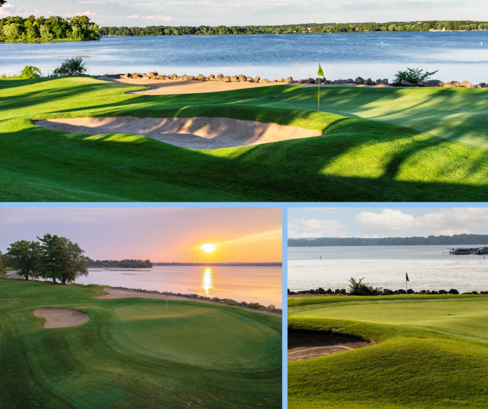 Collage of photos of Hole #3 at Majestic Oaks Golf Course at Lake Lawn Resort