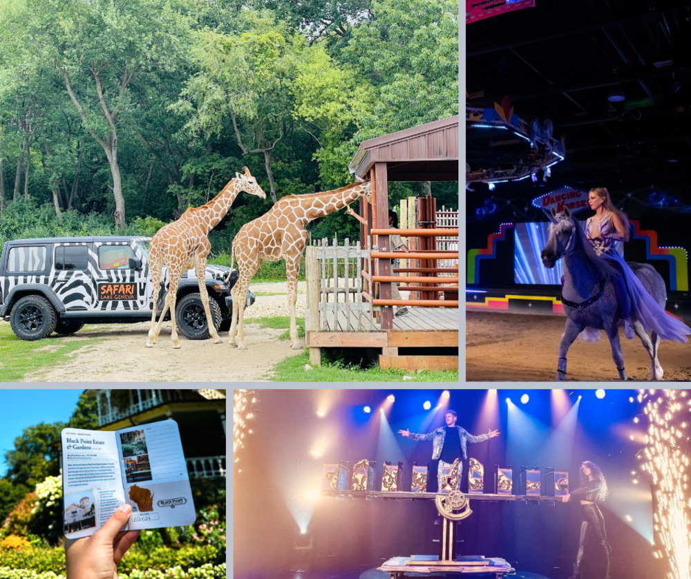 Collage of photos of things to do in Lake Geneva.