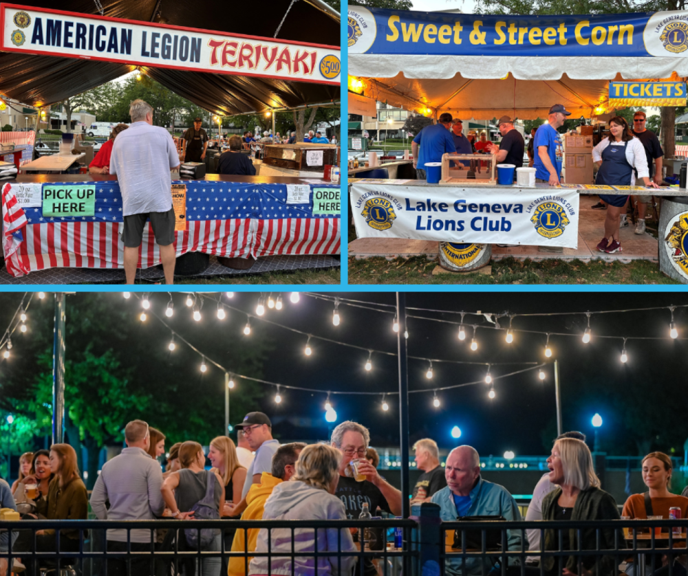 Collage of photos of the food tents at Venetian Festival