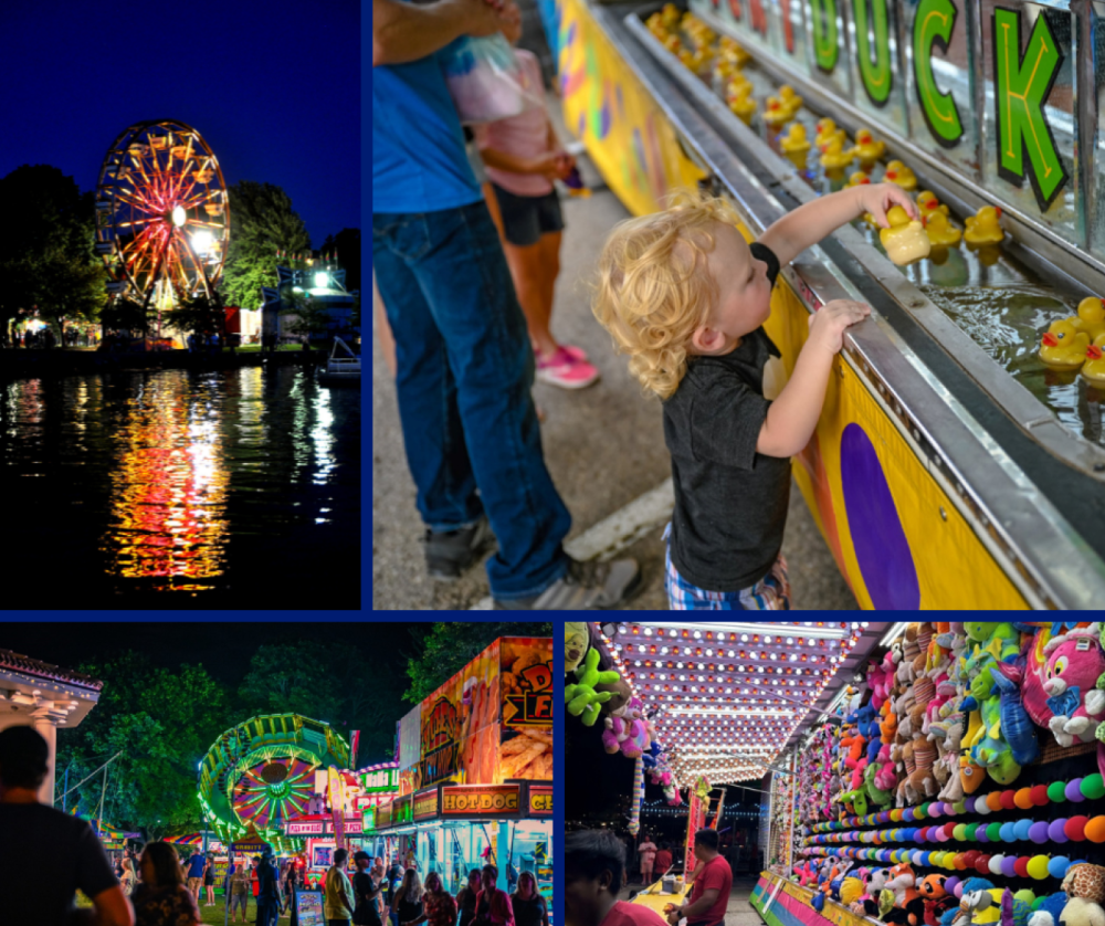 Collage of carnival activities at Venetian Fest