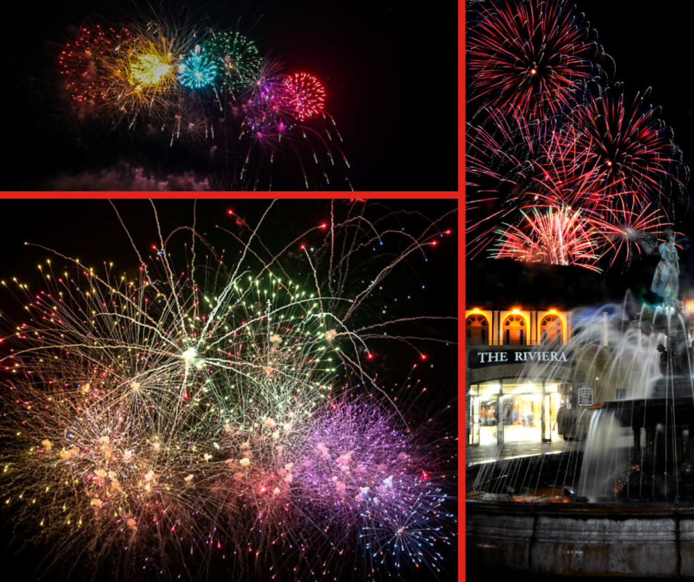 Collage of Fireworks over Geneva Lake