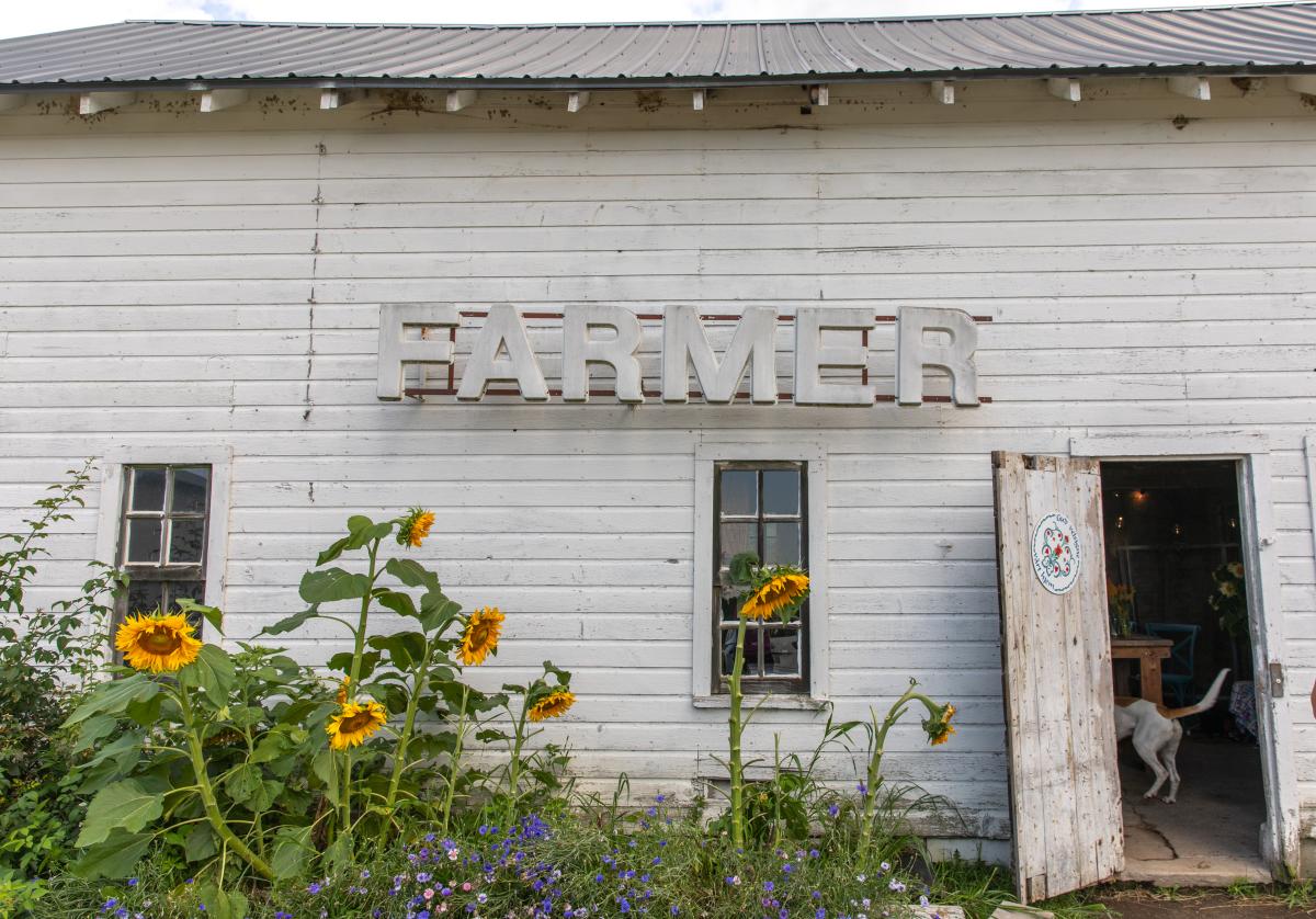 A photo outside the farm stand at St. Isidore's Dairy Farm