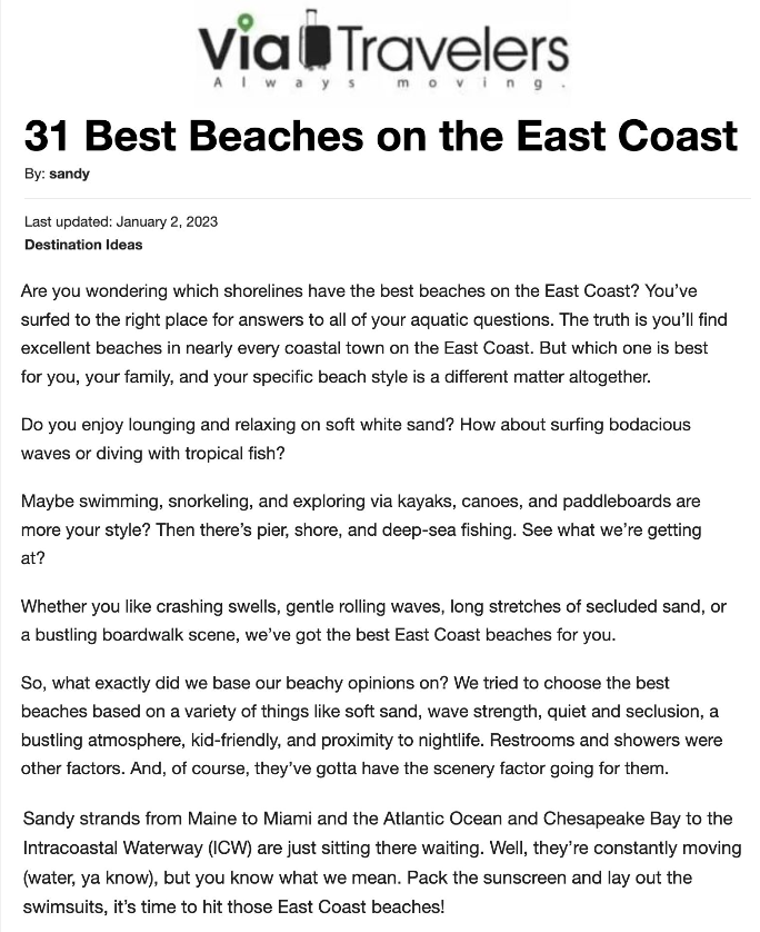 Via Travelers 31 Best Beaches on the East Coast
