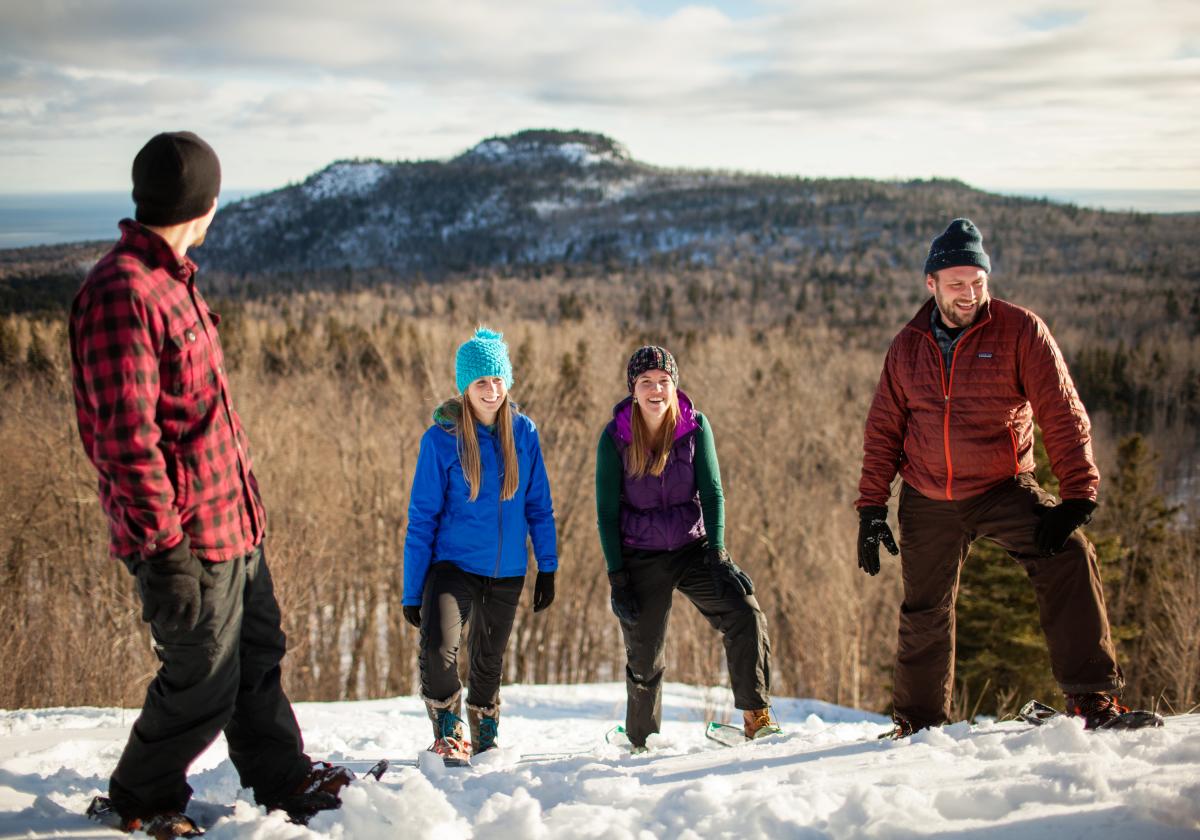 Snowshoers on Britton Peak in Winter