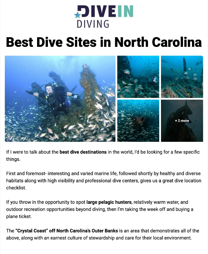 DIVEIN Best Dive Sites in North Carolina