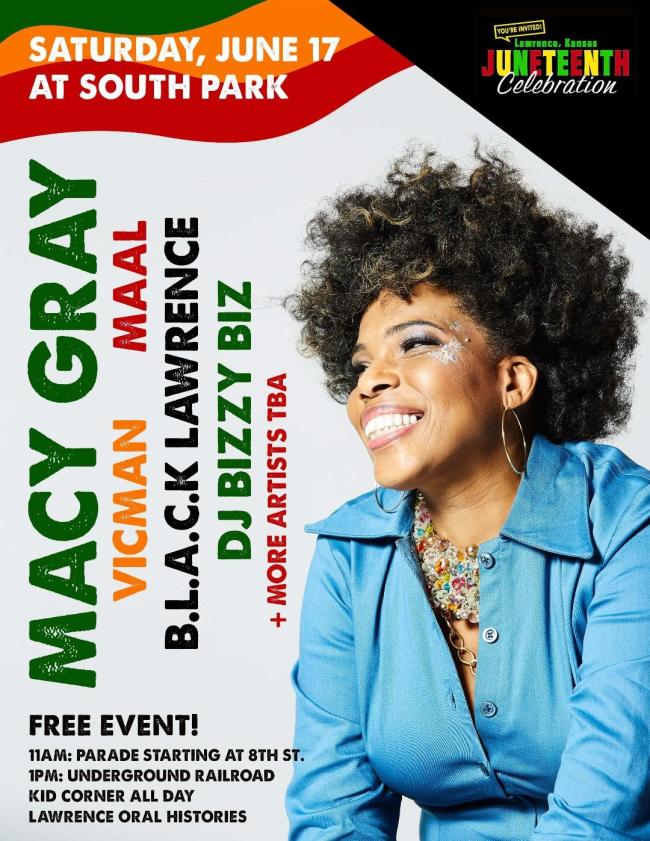 Juneteenth Celebration in Downtown Lawrence Kansas featuring Macy Gray