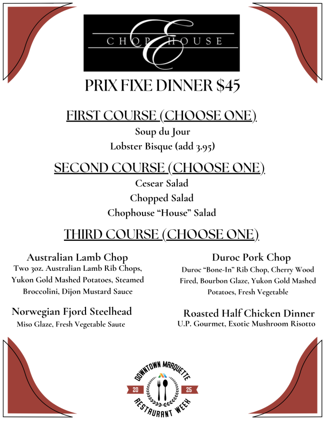 Chop House Restaurant Week Menu
