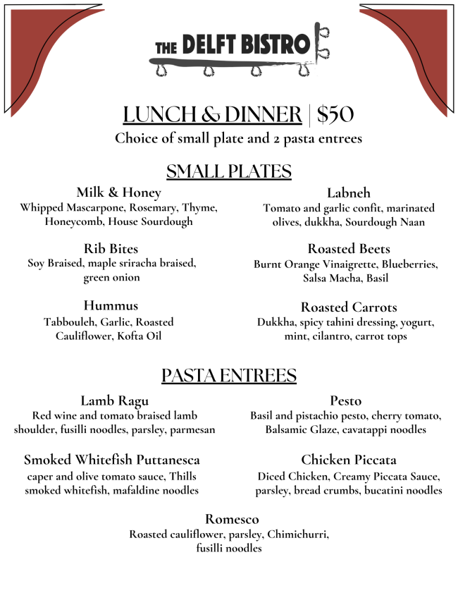 Delft Bistro Restaurant Week Menu