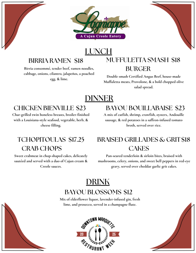 Lagniappe Restaurant Week Menu