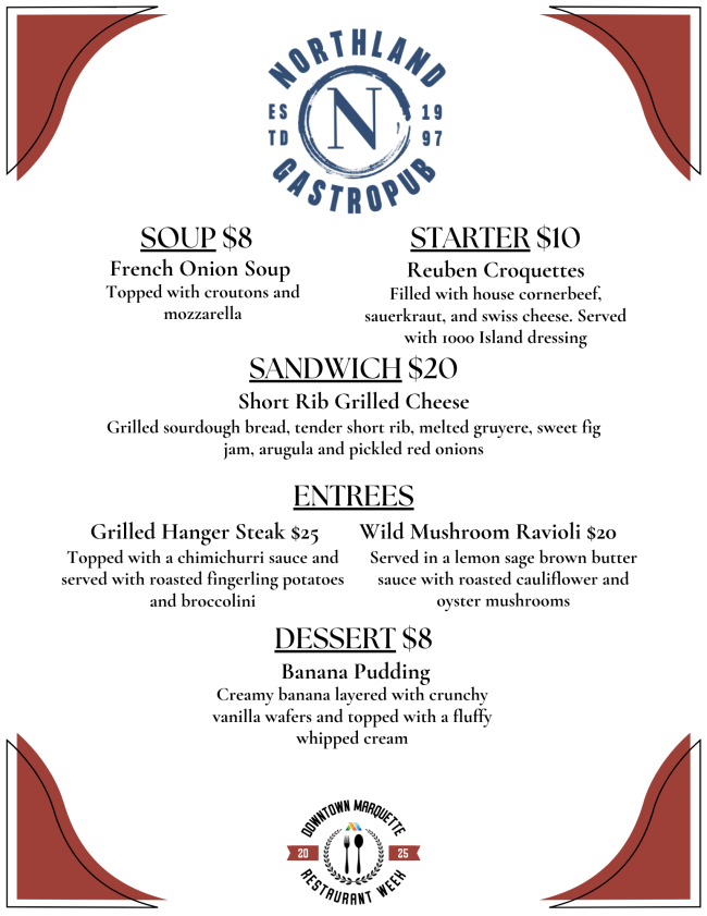 Northland Restaurant Week Menu