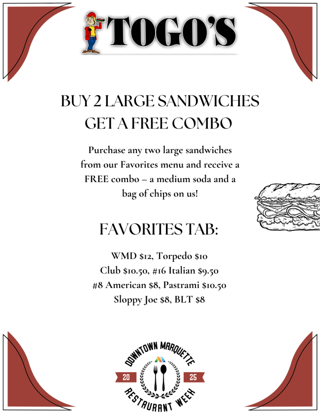 Togo's Restaurant Week Menu