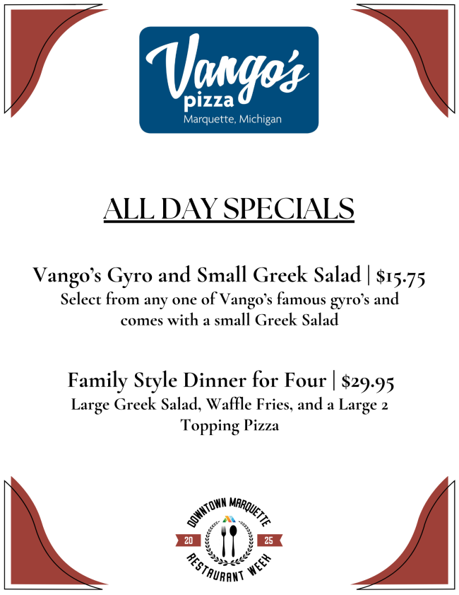 Vango's Restaurant Week Menu