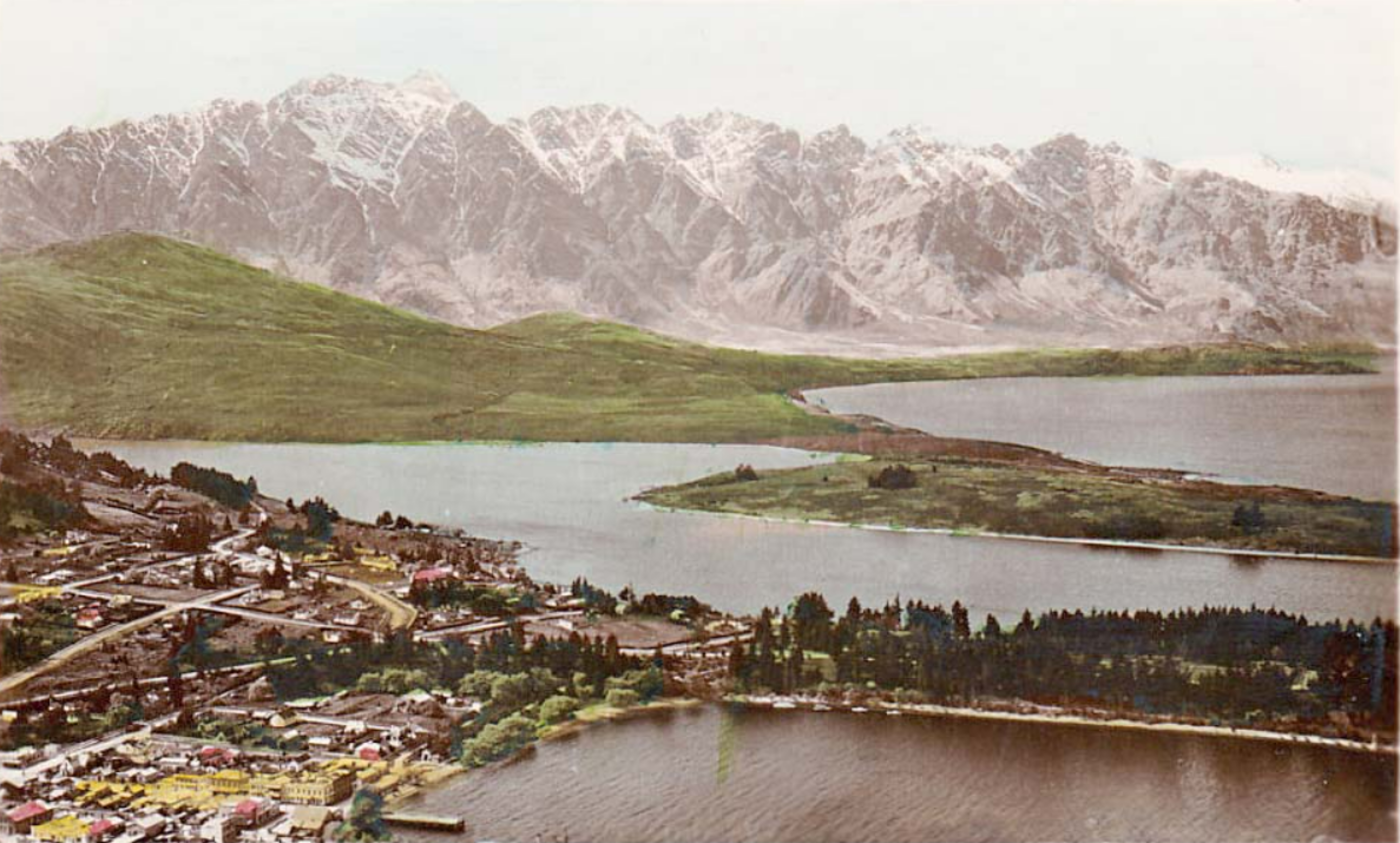 An old photo of historic Queenstown