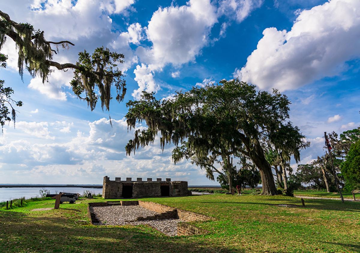 View of Fort Frederica National Monument on St Simon Island in Georgia