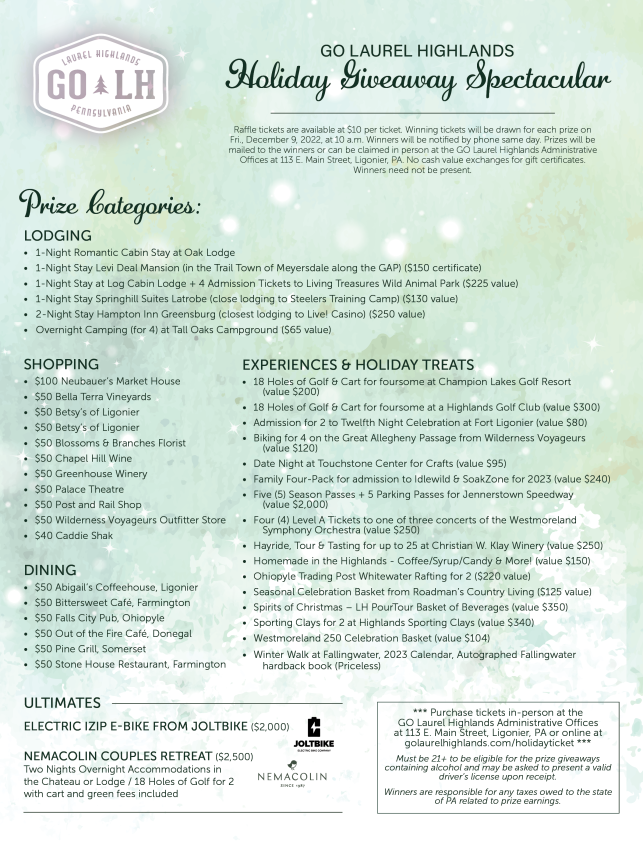 Holiday Giveaway Spectacular | Win Laurel Highlands Getaways