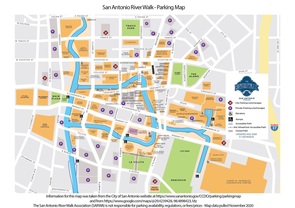 San Antonio River Walk Parking Map