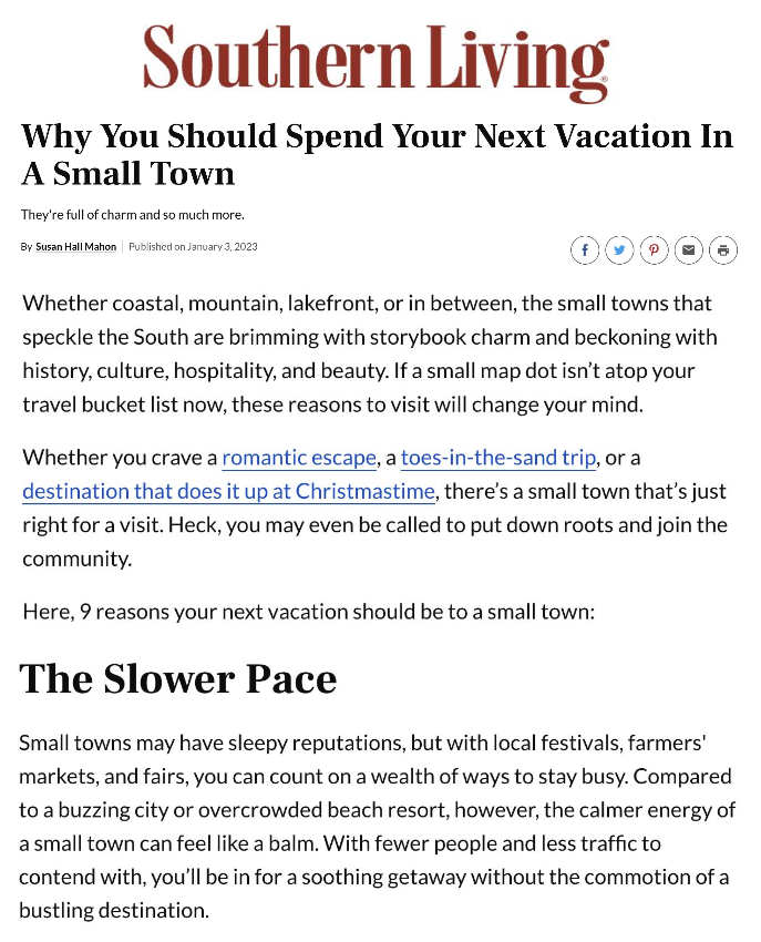 Southern Living Why You Should Spend Your Next Vacation In A Small Town