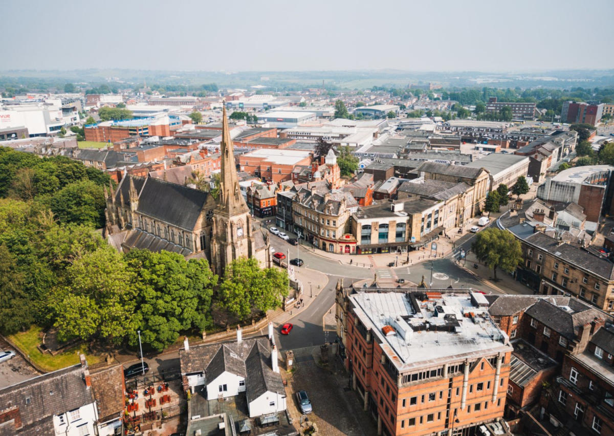 Aerial shot over Bury