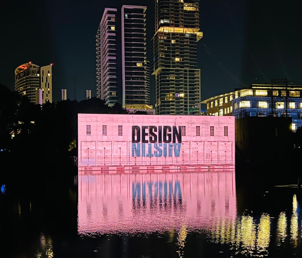 Public art display "Design Austin" on Lady Bird Lake.
