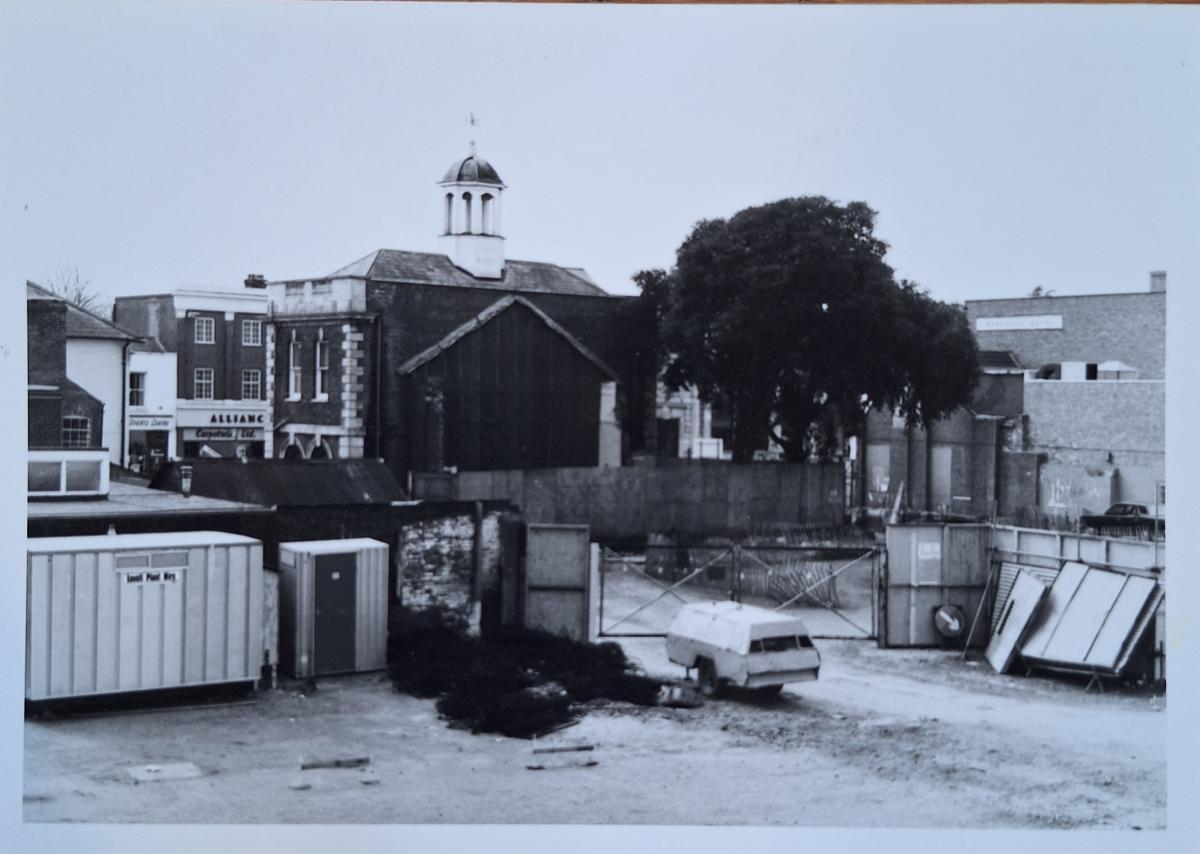 Works to the Town Hall frontage during redevelopment.