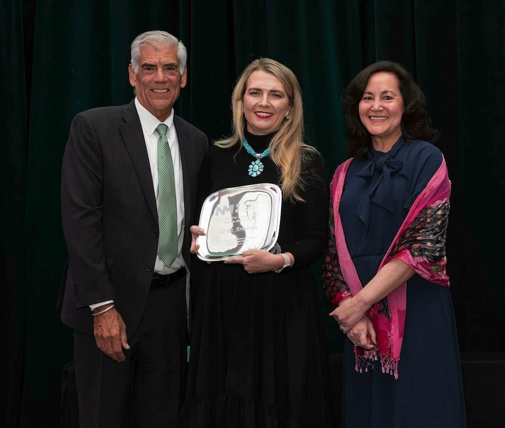 Mike Canfield, President and CEO of the Indian Pueblo Cultural Center and Indian Pueblos Marketing and Visit ABQ Board Chair (L); Tania Armenta, President & CEO of Visit ABQ (M); Ceela McElveny, VP of Marketing & Communications for Visit ABQ (R)