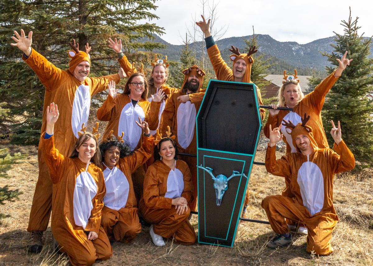 Visit Estes Park staff in elk costumes